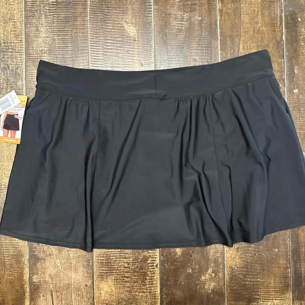 Zeroxposur Black Swim Skirt with Built-in Bikini Liner and UPF 30+